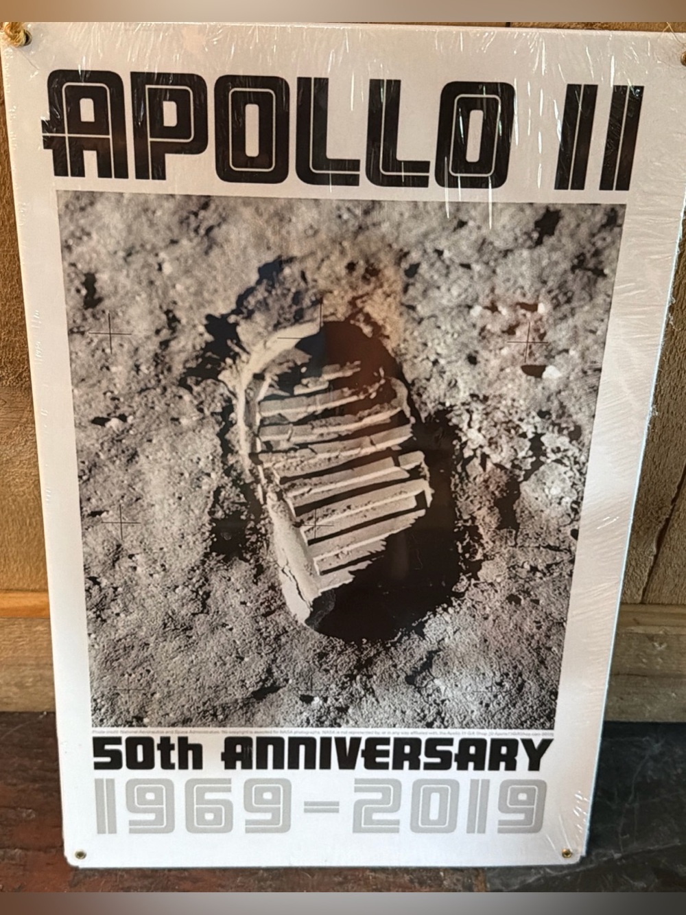 Vintage Apollo 11 METAL SIGN 50th Anniversary Bootprint Boot Print 17.5x11.5”NEW